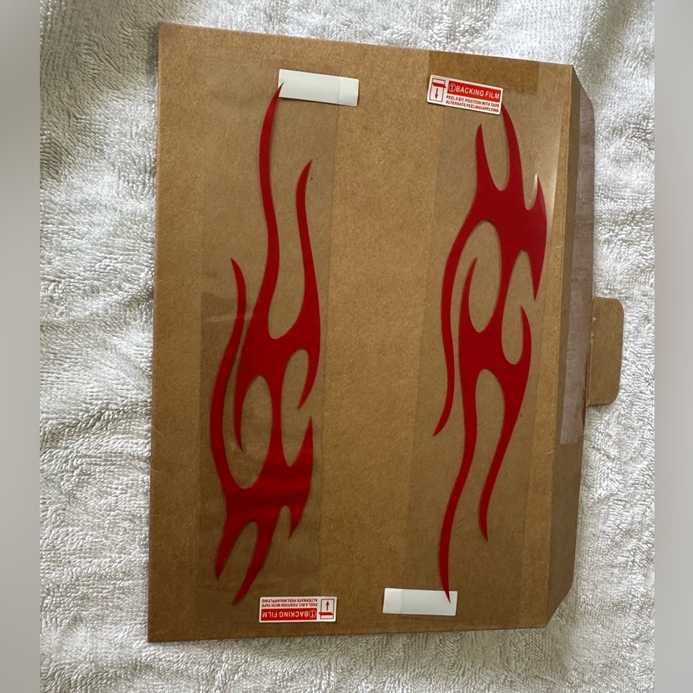 Red Flame Decal Sticker Pair